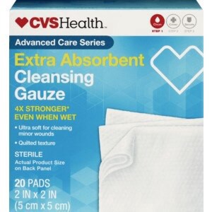 slide 1 of 1, CVS Health Cleaning Gauze Pads, 2 In X 2 In, 20 Ct, 1 ct