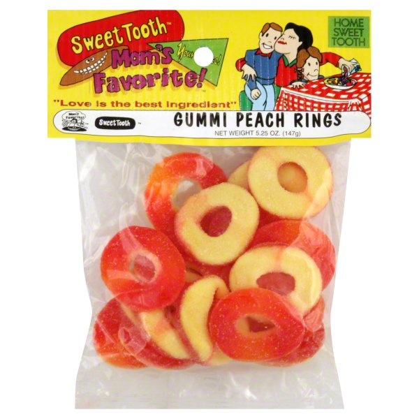 slide 1 of 1, Sweet Tooth Gummi Peach Rings, 4.5 oz