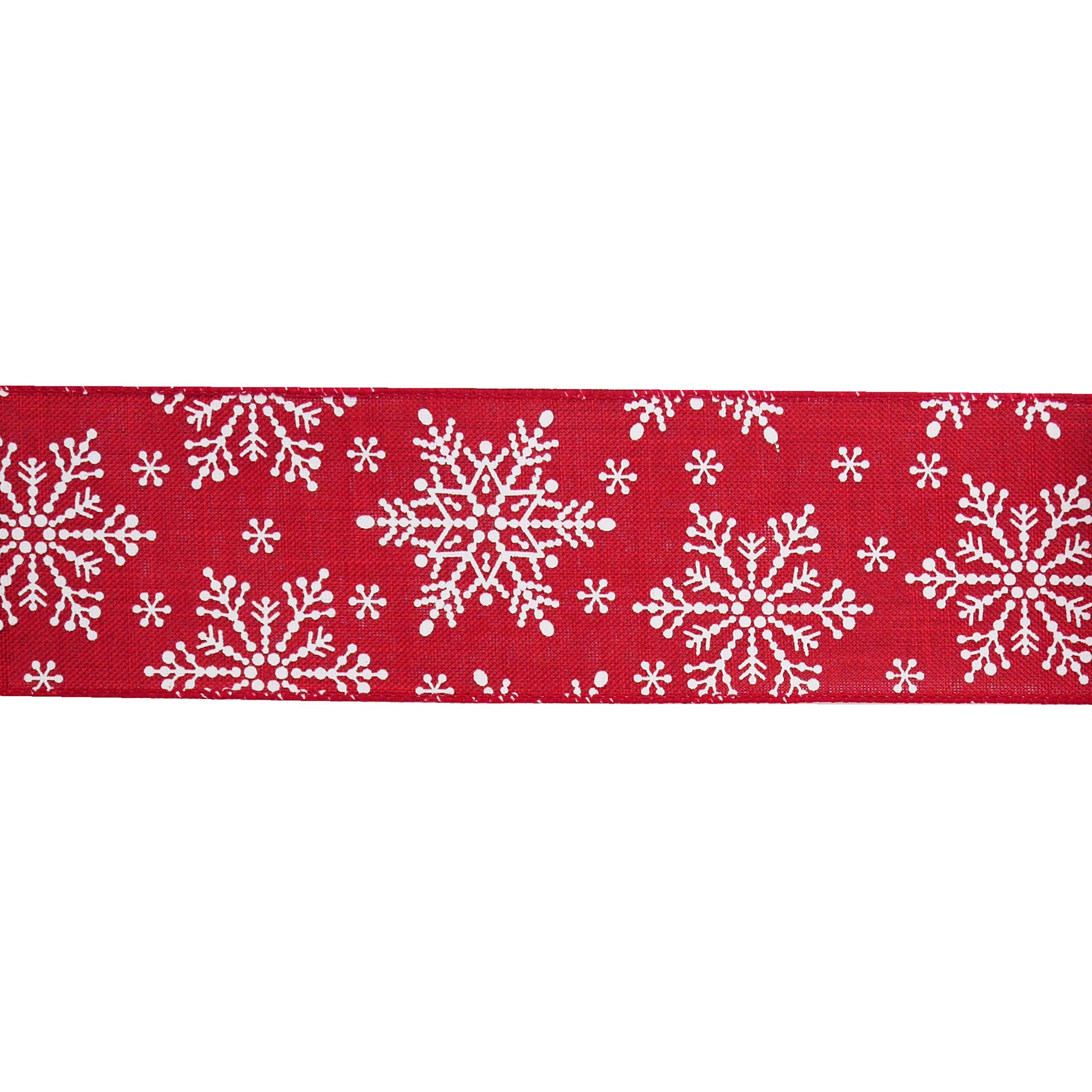 slide 3 of 3, 2.5" X 20ft. Red & White Snowflakes Wired Ribbon By Celebrate It, 2.5 in x 20 ft