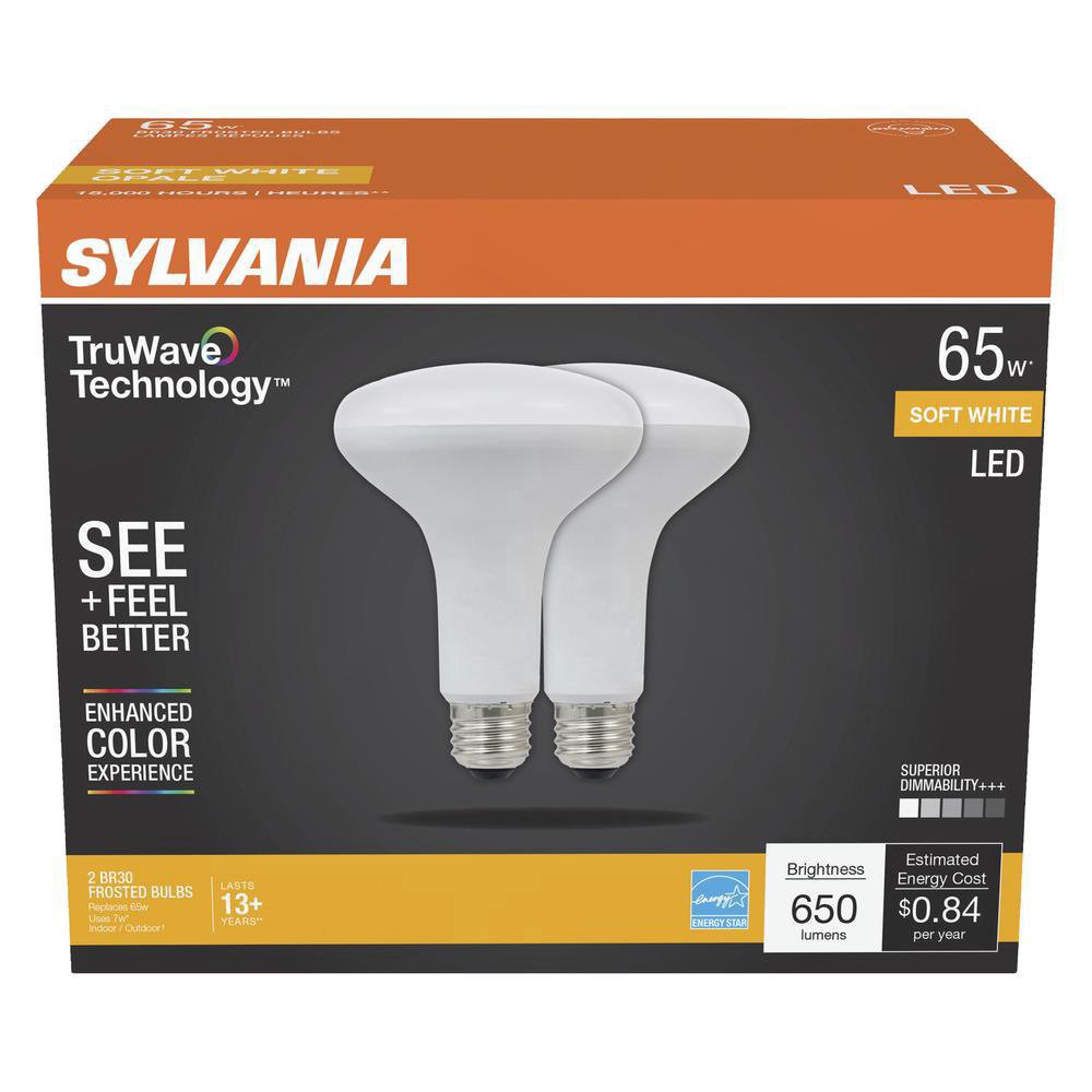 slide 1 of 1, Sylvania TruWave LED 65 Watt BR30 Soft White Flood Lights, 2 ct