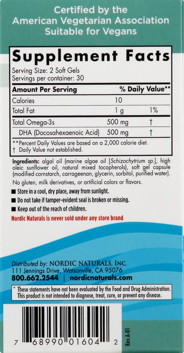 slide 2 of 13, Nordic Naturals Algae Dha, 60 ct