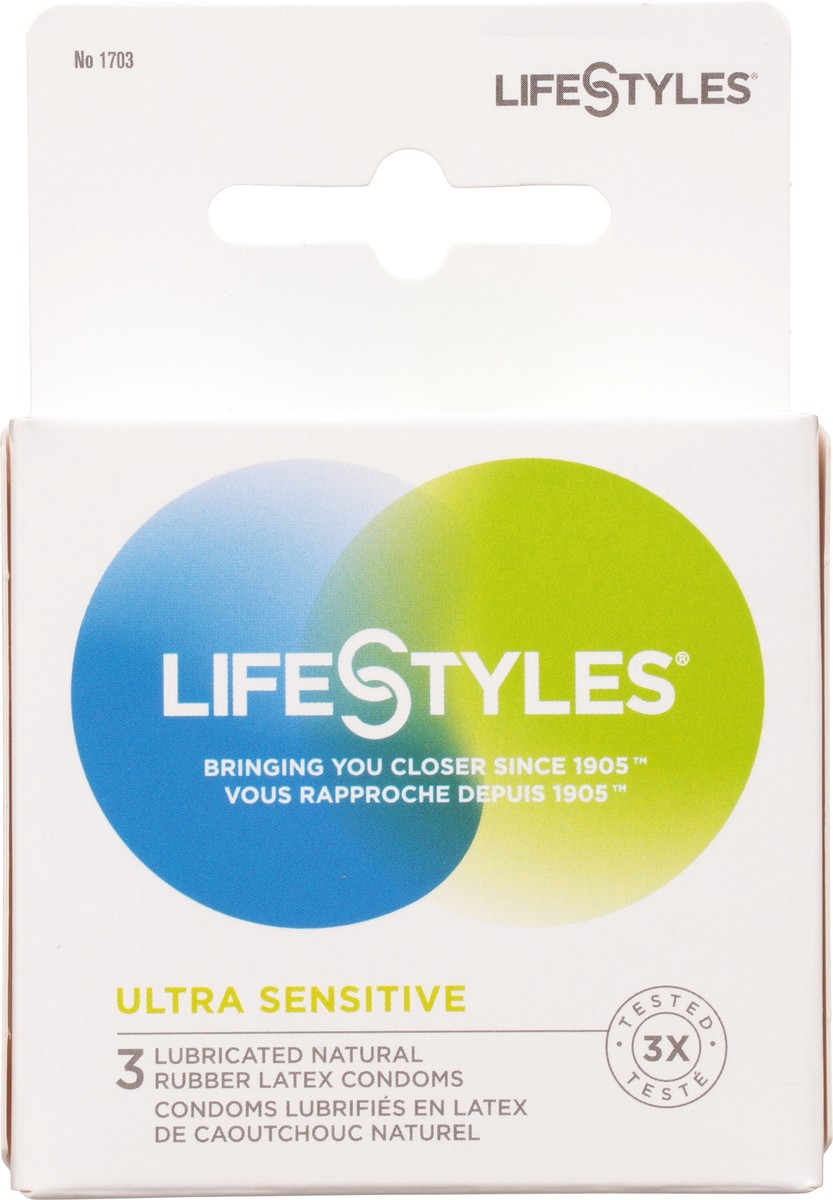 slide 8 of 9, LifeStyles Latex Ultra Sensitive Condoms 3 ea, 3 ct