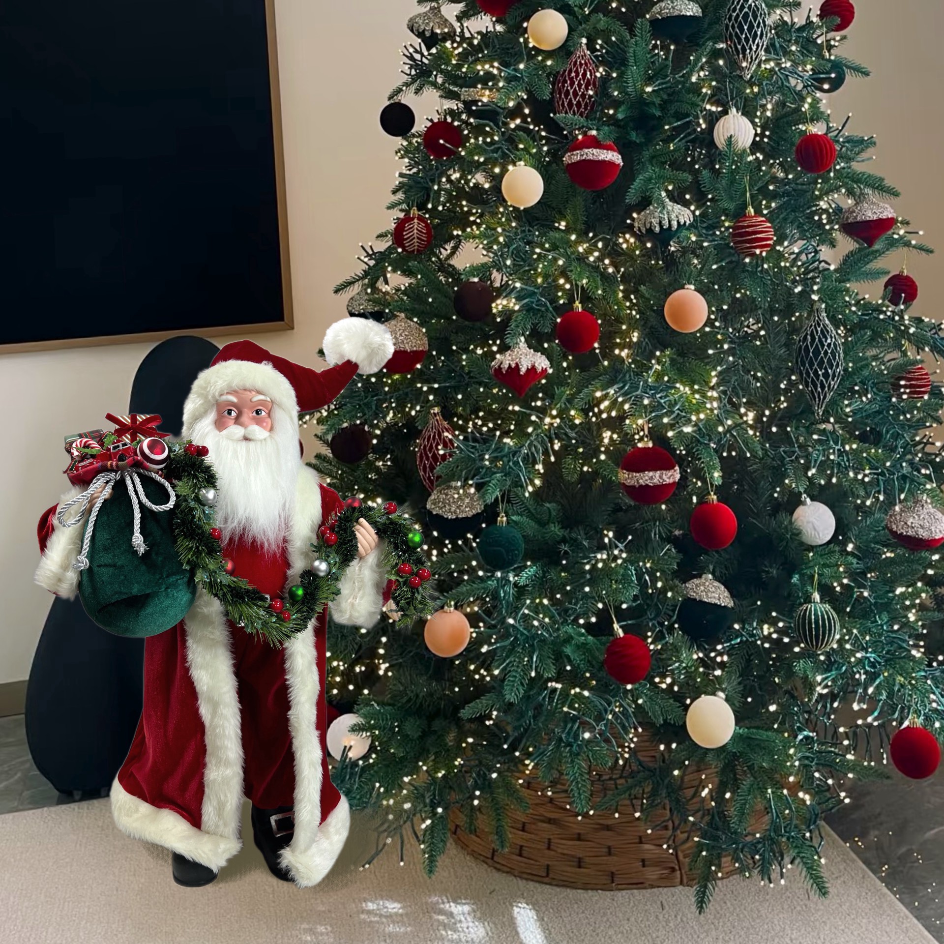 slide 4 of 4, 24" Santa With Toy Bag & Garland Tabletop Decor By Ashland, 12 in x 8 in x 24 in