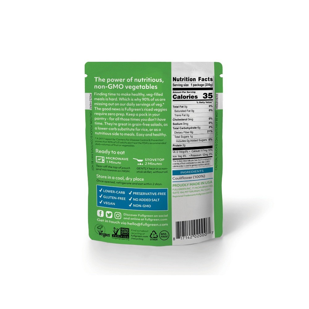 slide 2 of 4, Fullgreen Full Green Riced Broccoli with Cauliflower, 7.05 oz