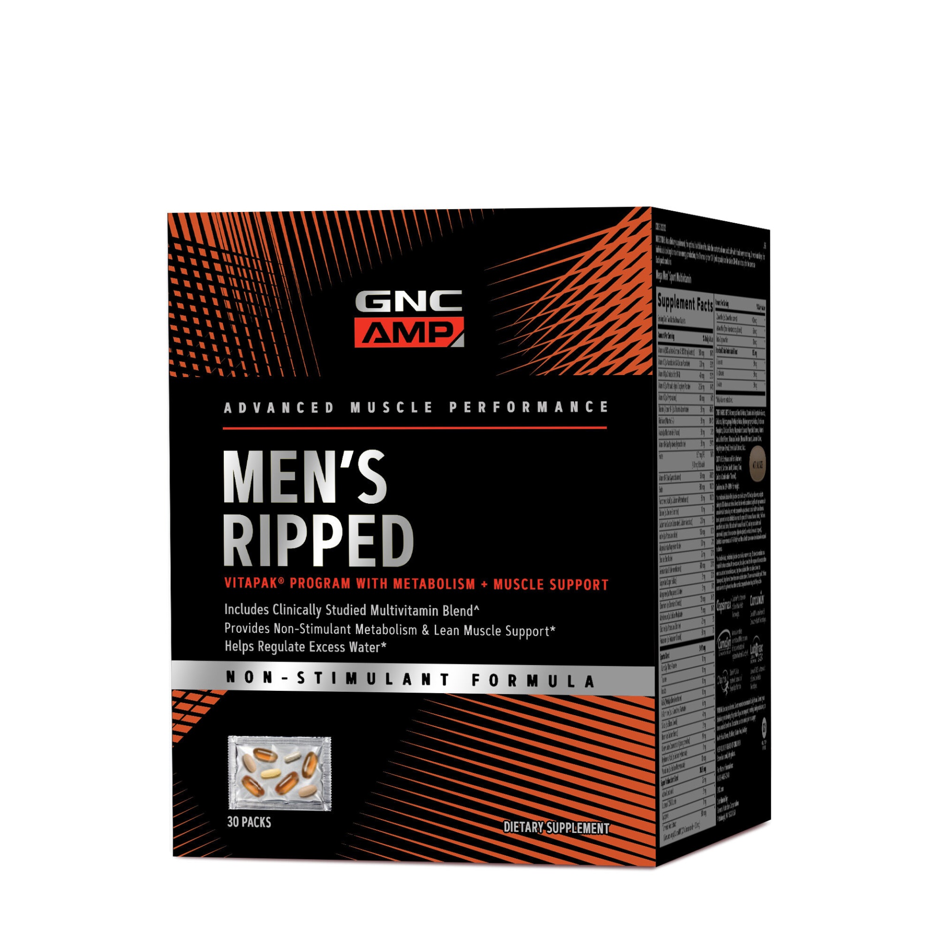 slide 1 of 1, GNC AMP Men's Ripped Vitapak Program with Metabolism Non-Stimulant Formula, 30 ct