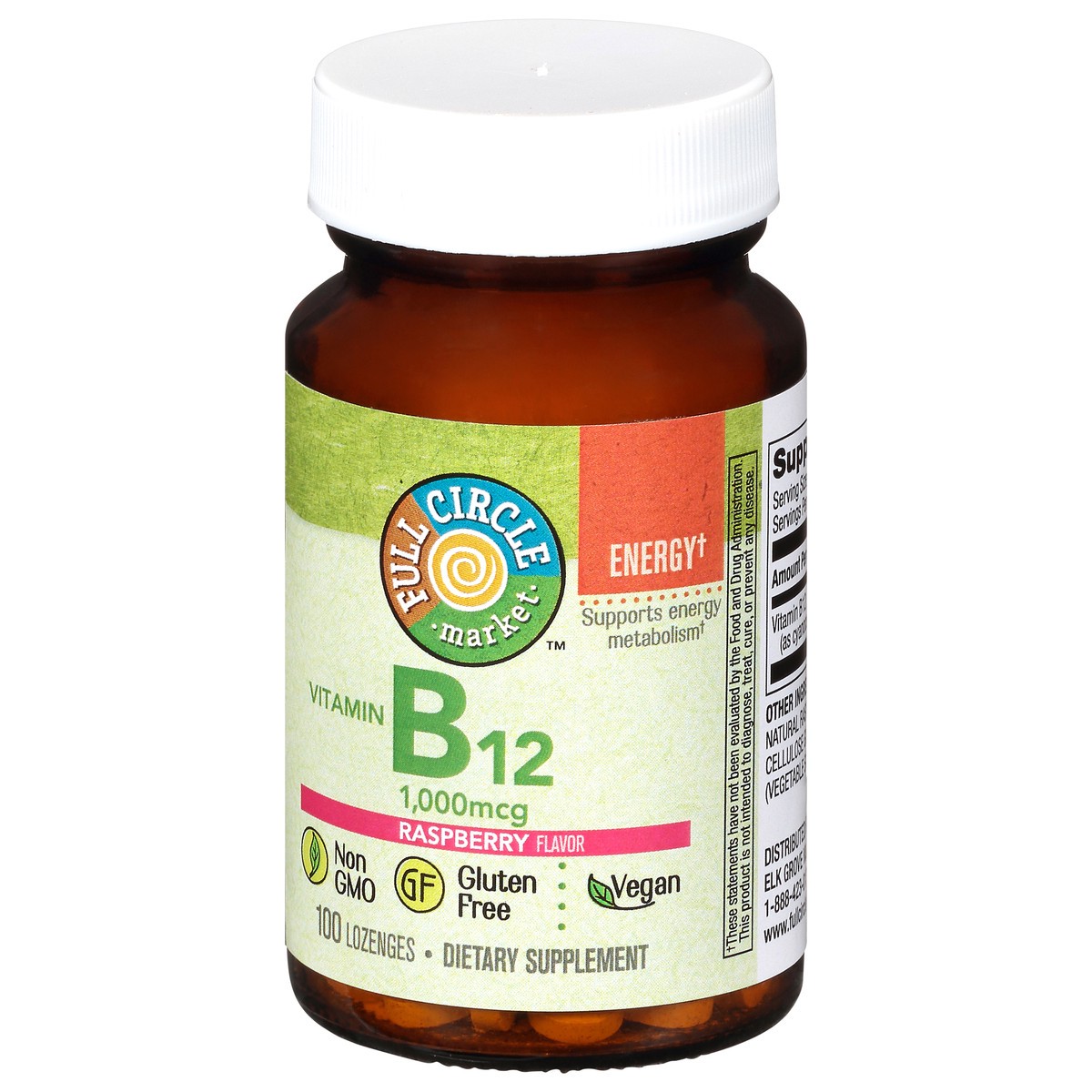 slide 3 of 9, Full Circle Market 1000 mcg Raspberry Flavor Vitamin B12 100 Lozenges, 100 ct