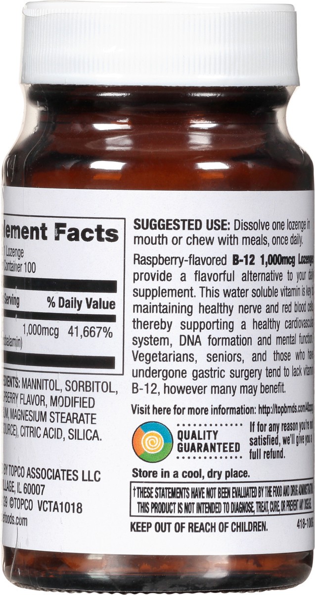 slide 5 of 9, Full Circle Market 1000 mcg Raspberry Flavor Vitamin B12 100 Lozenges, 100 ct