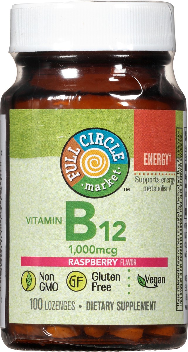 slide 6 of 9, Full Circle Market 1000 mcg Raspberry Flavor Vitamin B12 100 Lozenges, 100 ct