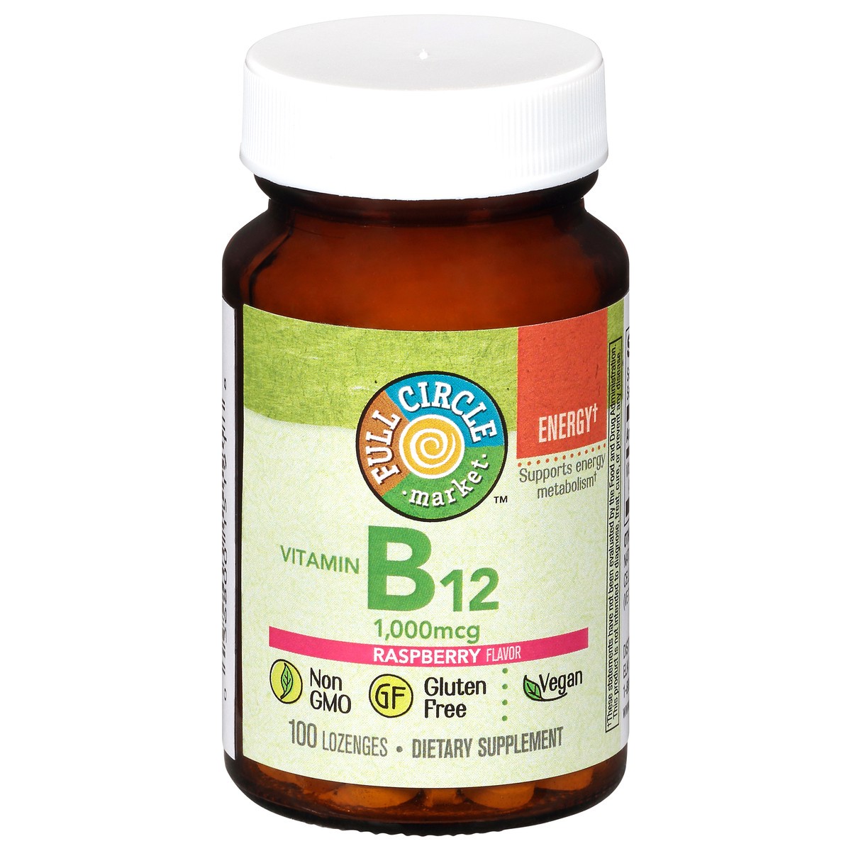 slide 1 of 9, Full Circle Market 1000 mcg Raspberry Flavor Vitamin B12 100 Lozenges, 100 ct