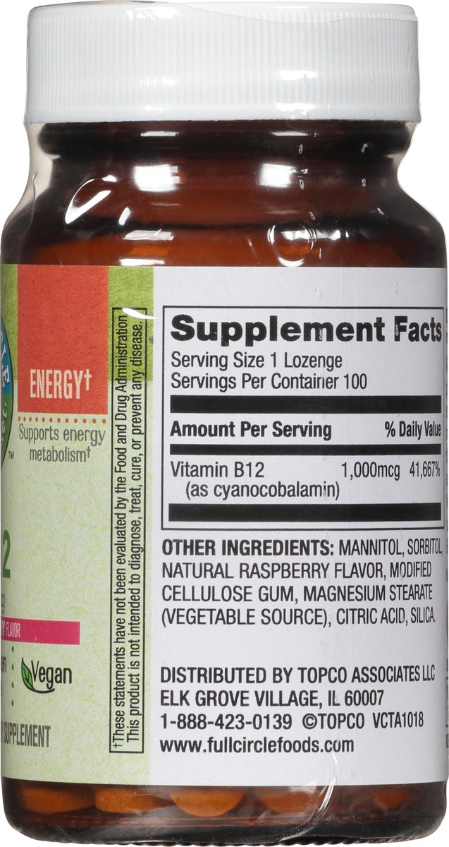 slide 8 of 9, Full Circle Market 1000 mcg Raspberry Flavor Vitamin B12 100 Lozenges, 100 ct