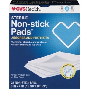 slide 1 of 1, CVS Health Sterile Non-Stick Pads 3in X 4in, 25 ct