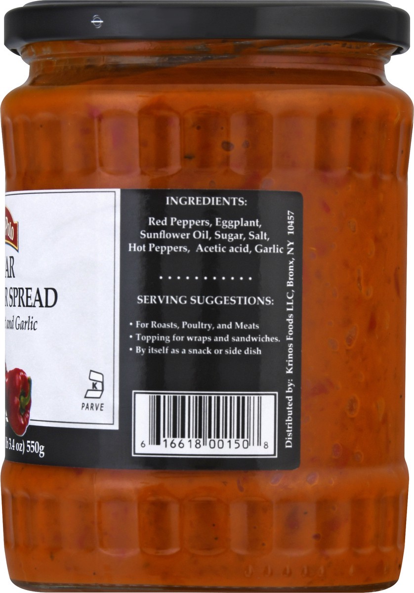 slide 6 of 13, Marco Polo Hot with Eggplant and Garlic Red Pepper Spread 19.4 oz, 19.4 oz