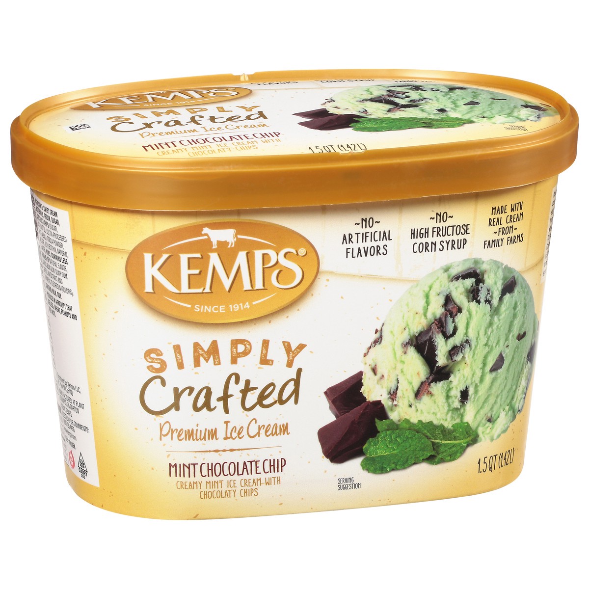 slide 2 of 9, Kemps Simply Crafted Premium Mint Chocolate Chip Ice Cream 1.5 qt, 48 oz
