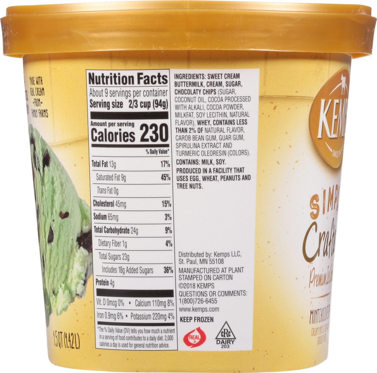 slide 7 of 9, Kemps Simply Crafted Premium Mint Chocolate Chip Ice Cream 1.5 qt, 48 oz