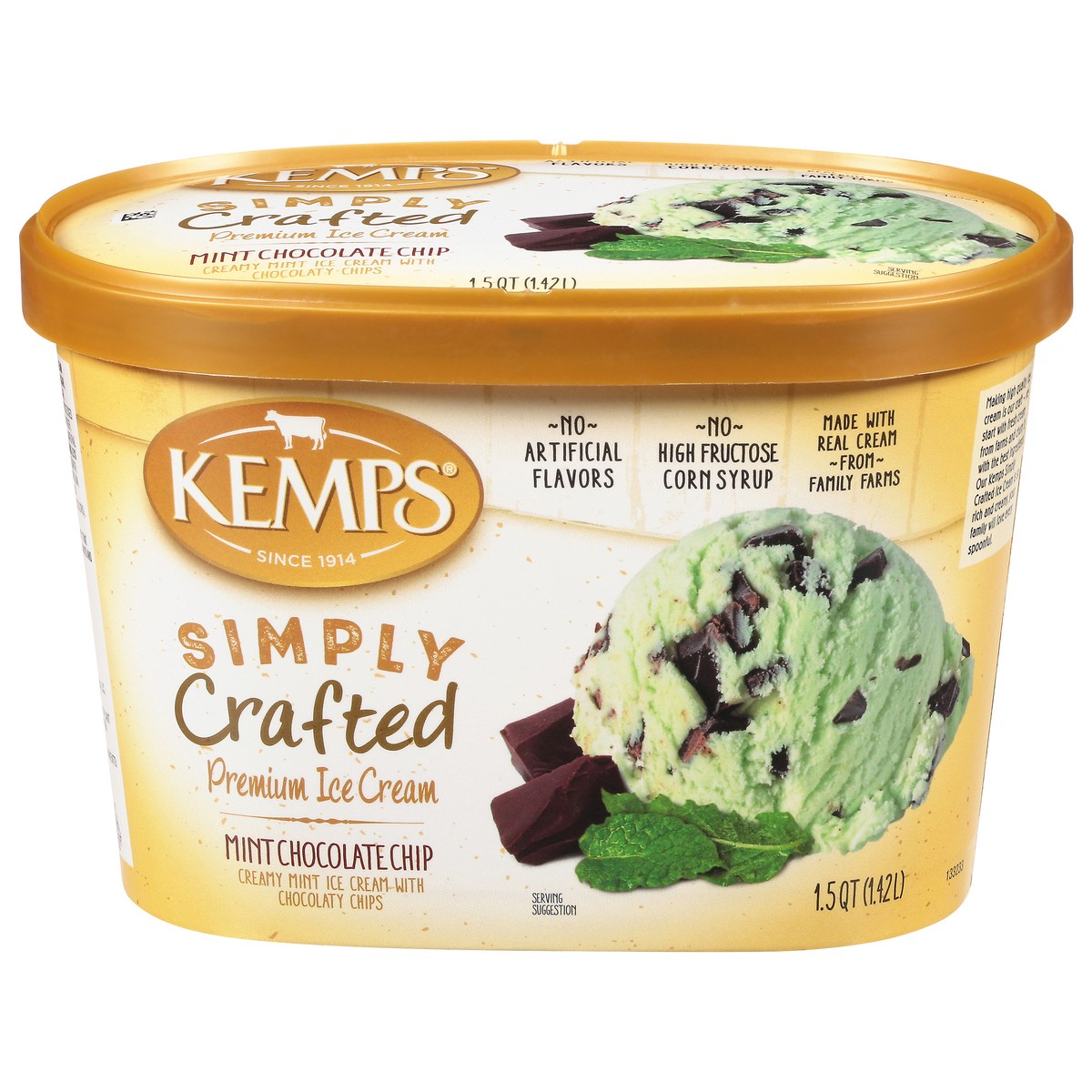 slide 1 of 9, Kemps Simply Crafted Premium Mint Chocolate Chip Ice Cream 1.5 qt, 48 oz