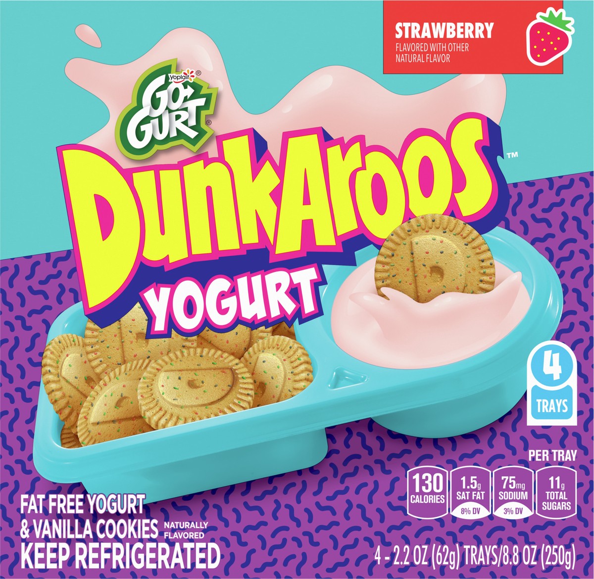 slide 4 of 13, DunkAroos Yoplait Go-Gurt, Low Fat Yogurt, Strawberry Dunkaroos, 8.8 oz, 4 ct