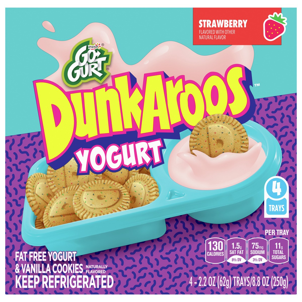 slide 1 of 13, DunkAroos Yoplait Go-Gurt, Low Fat Yogurt, Strawberry Dunkaroos, 8.8 oz, 4 ct