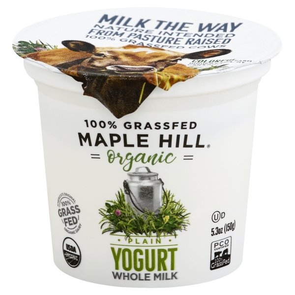 slide 1 of 1, Maple Hill 100% Grass Fed Organic Plain Yogurt, 5.3 oz