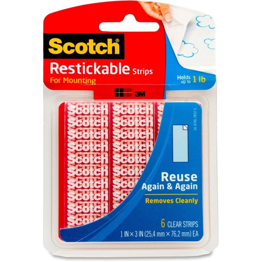 slide 2 of 2, Scotch Restickable Mounting Strips, 6 ct; 1 in x 3 in