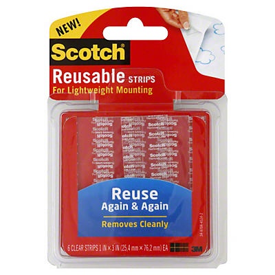 slide 1 of 2, Scotch Restickable Mounting Strips, 6 ct; 1 in x 3 in