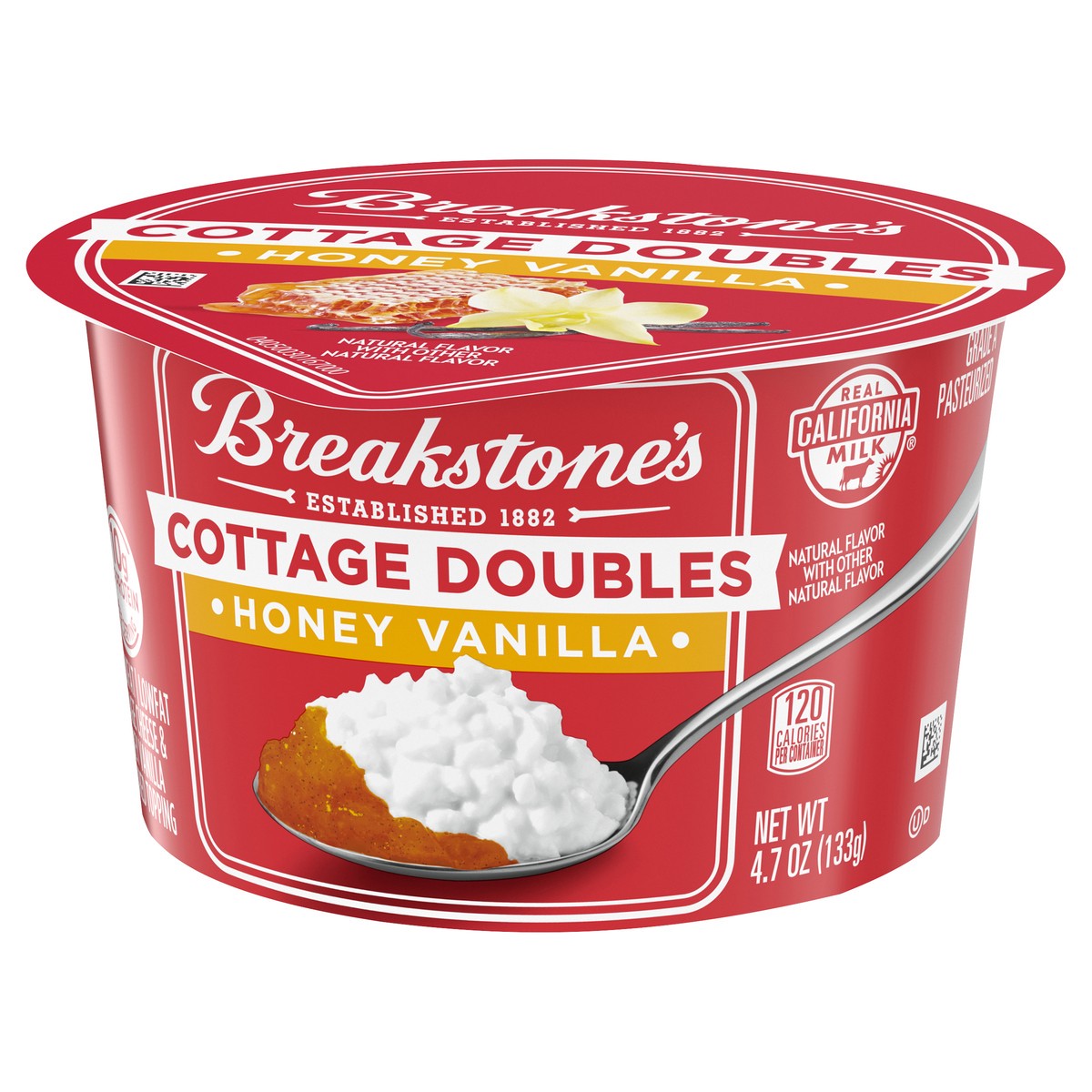 slide 9 of 11, Breakstone's Cottage Doubles Honey Vanilla Cottage Cheese, 4.7 oz Cup, 4.7 oz