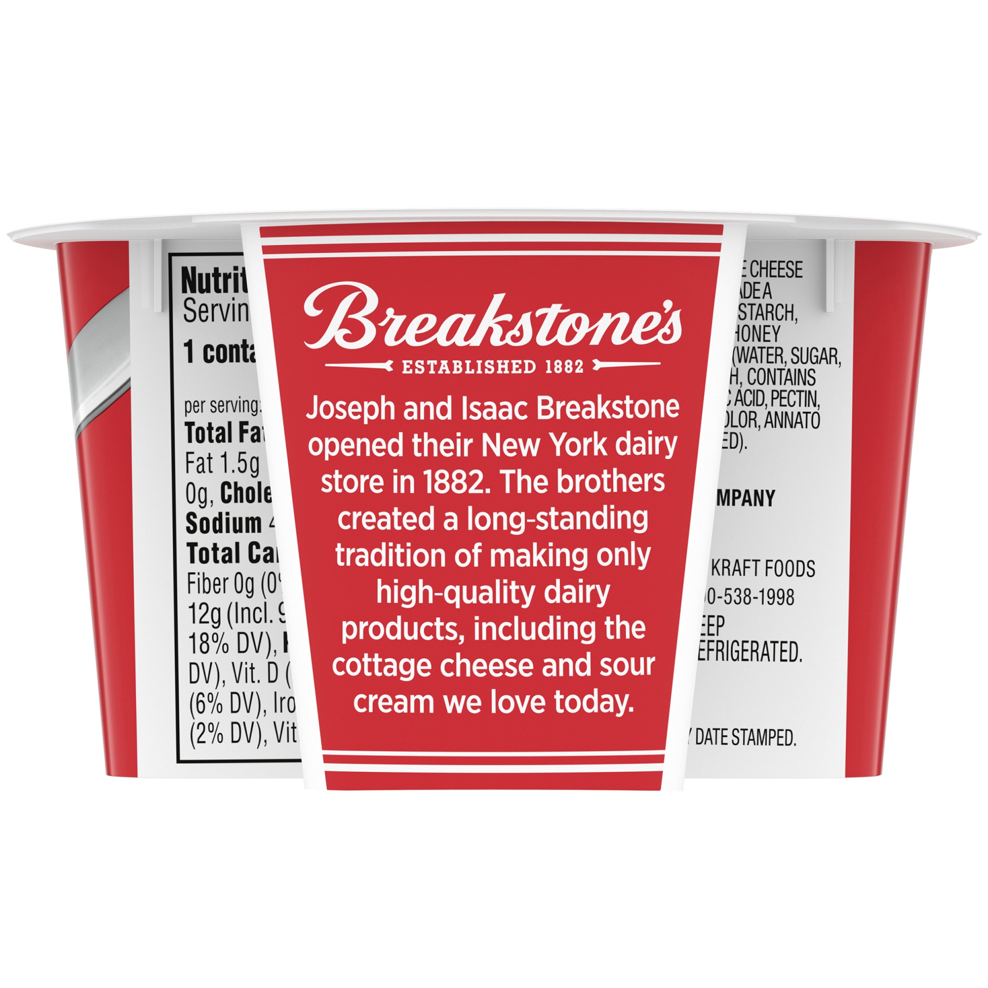 slide 4 of 6, Breakstone's Cottage Doubles Lowfat Cottage Cheese & Honey Vanilla Topping with 2% Milkfat Cup, 4.7 oz