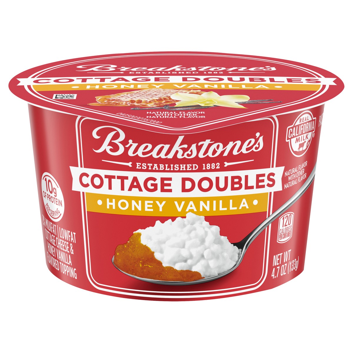 slide 7 of 11, Breakstone's Cottage Doubles Honey Vanilla Cottage Cheese, 4.7 oz Cup, 4.7 oz