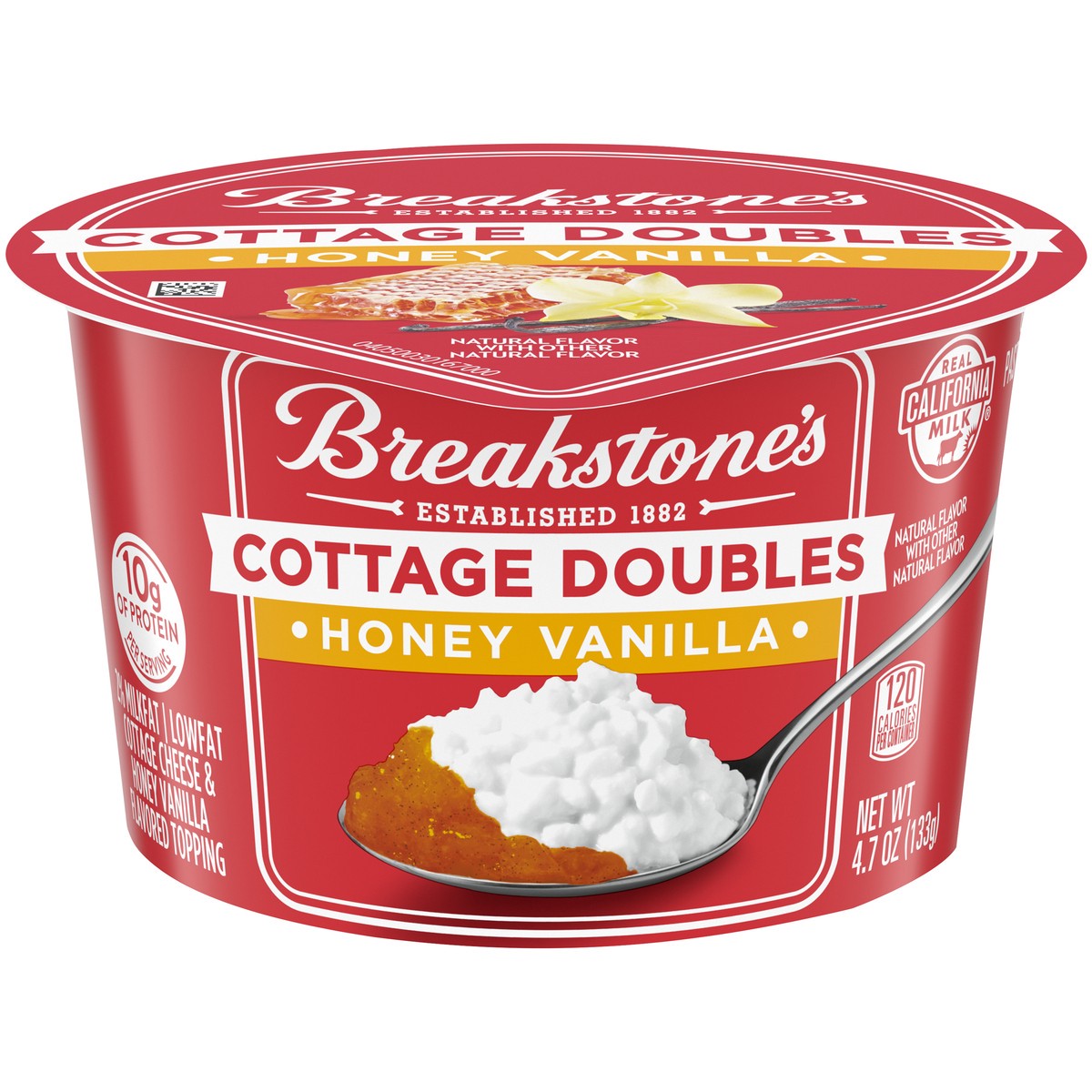 slide 1 of 11, Breakstone's Cottage Doubles Honey Vanilla Cottage Cheese, 4.7 oz Cup, 4.7 oz