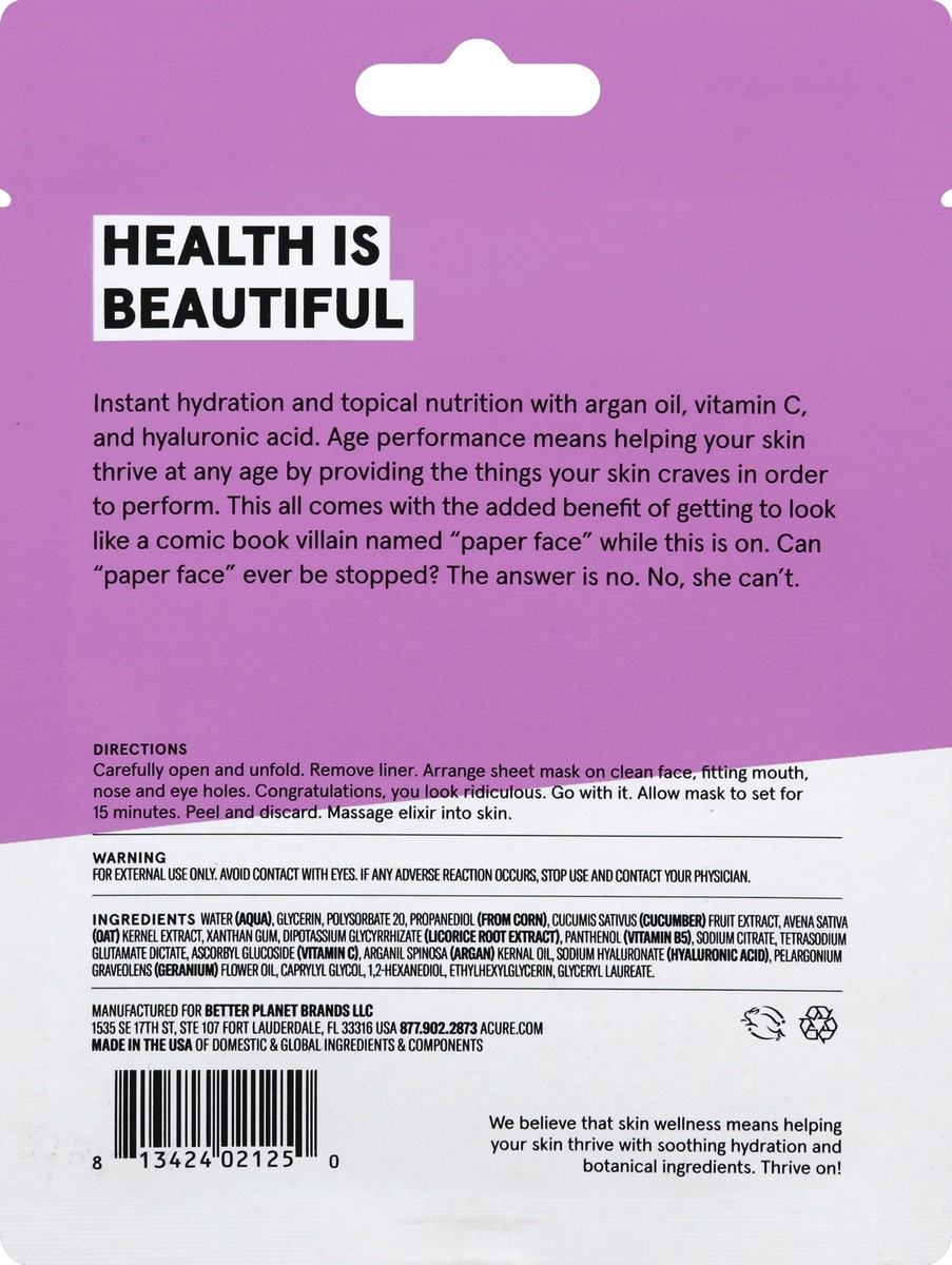 slide 5 of 8, ACURE Sheet Mask 0.67 oz, 0.67 oz