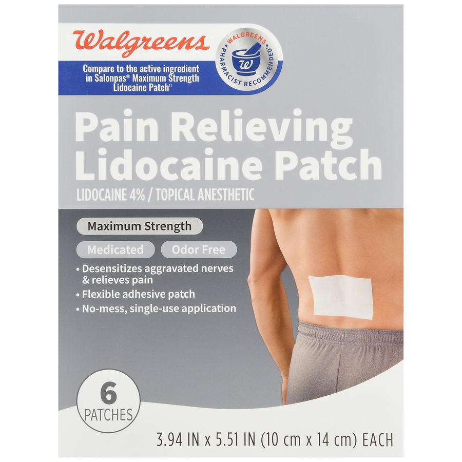 slide 5 of 5, Walgreens Lidocaine Pain Relief Patches, 6 ct