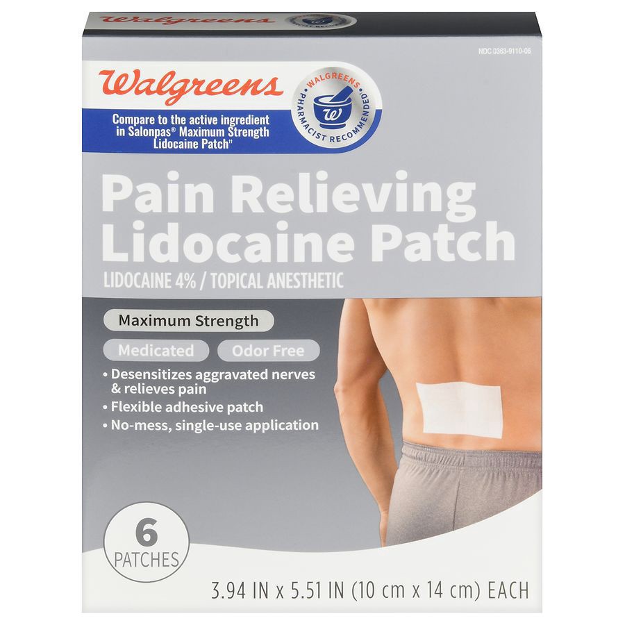 slide 1 of 5, Walgreens Lidocaine Pain Relief Patches, 6 ct
