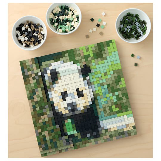 slide 1 of 6, 10" X 10" Panda Pixelated Brick Art Kit By Make Market, 10 in x 10 in