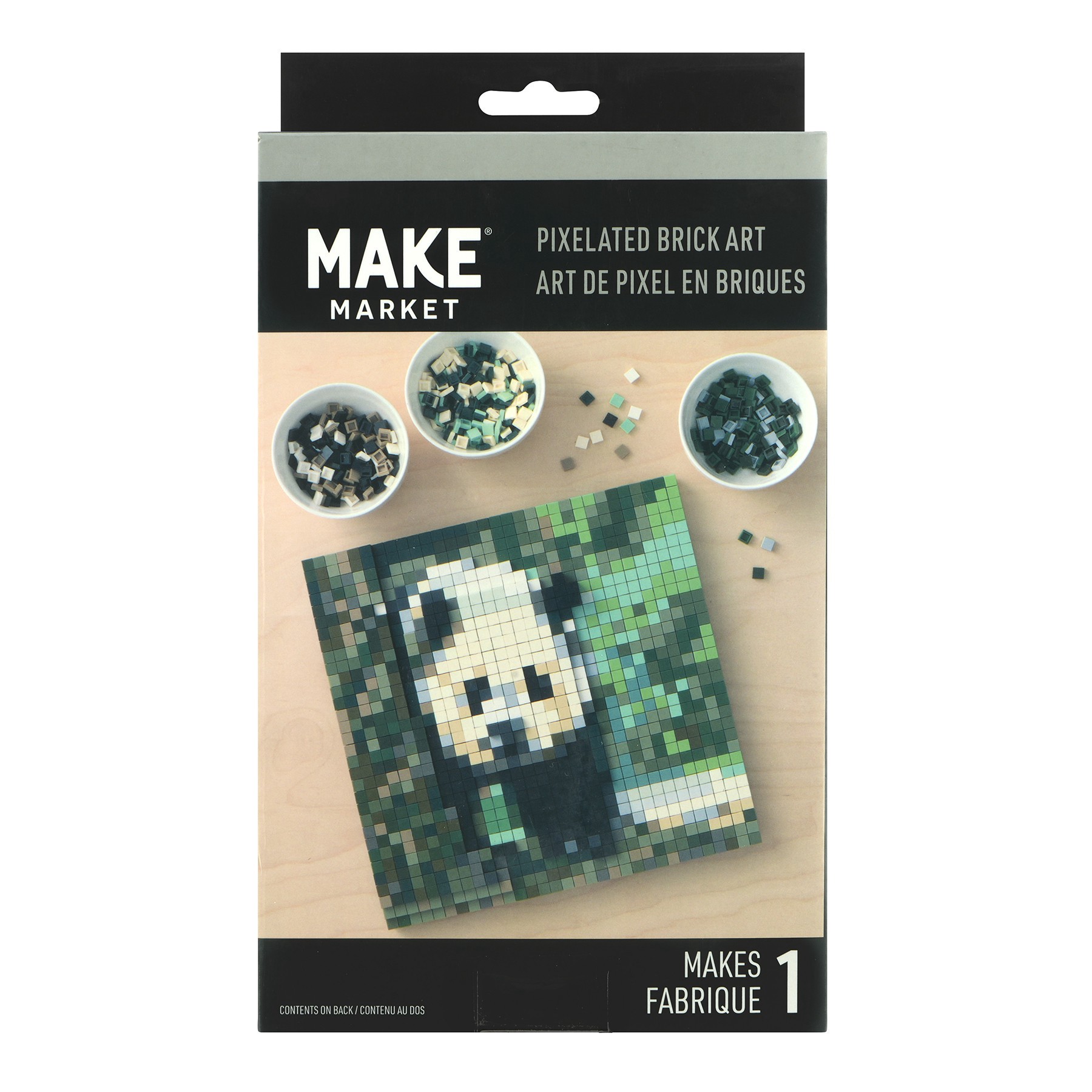 slide 3 of 6, 10" X 10" Panda Pixelated Brick Art Kit By Make Market, 10 in x 10 in