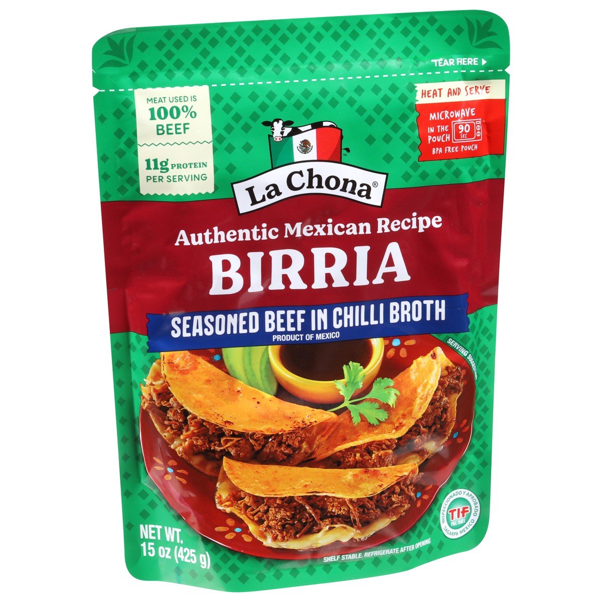 slide 5 of 15, La Chona Birria 15 oz, 15 oz