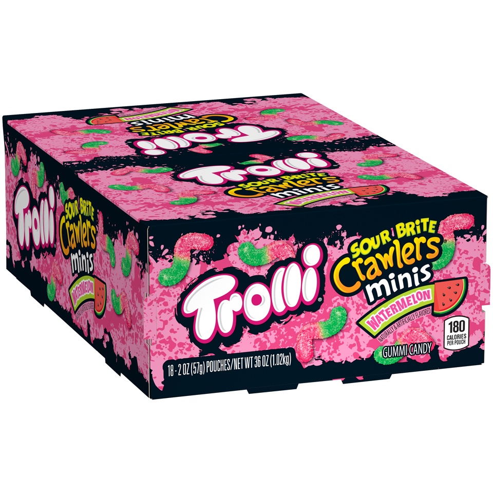 slide 1 of 3, Trolli Watermelon Sour Brite Crawlers Mini, 18 ct