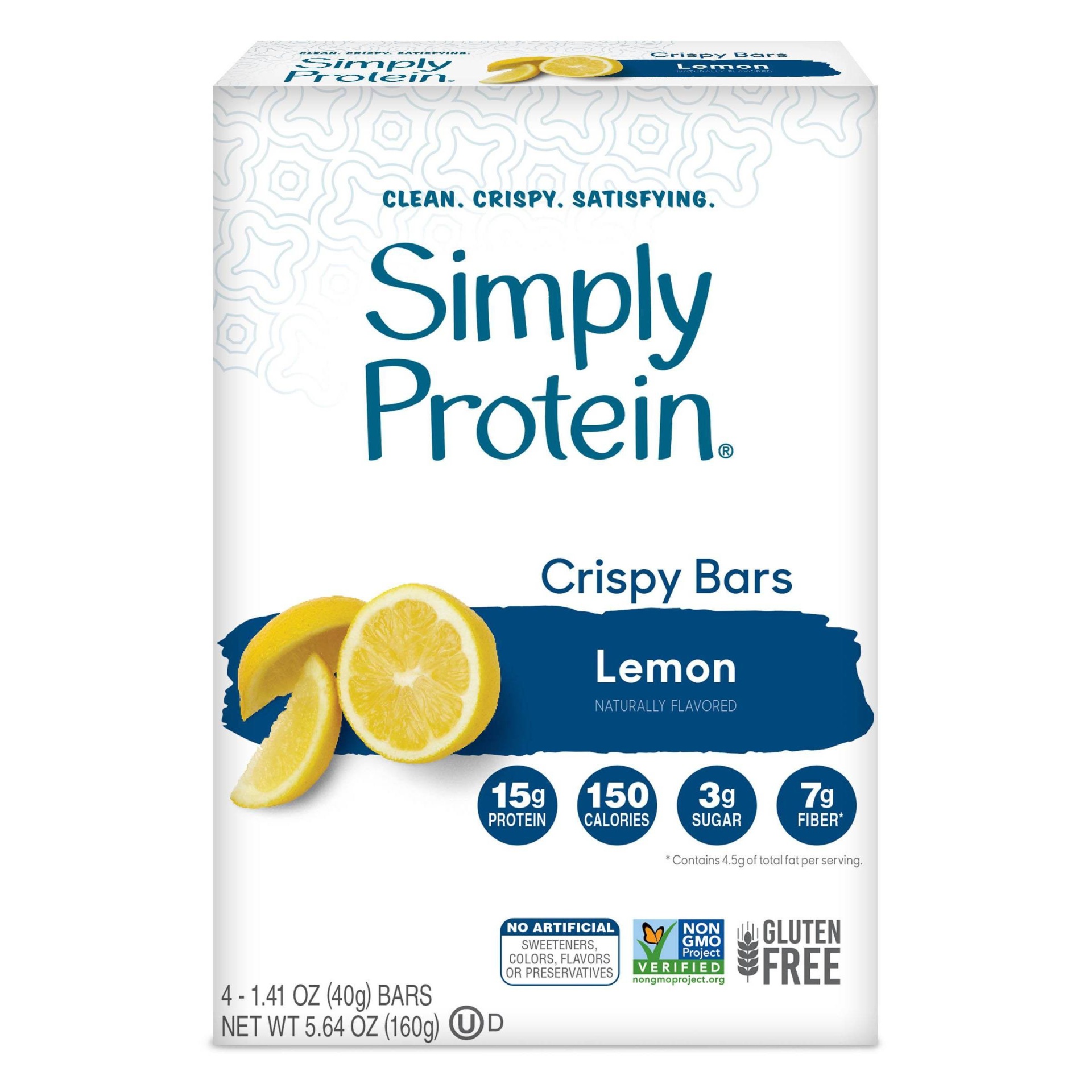 slide 1 of 4, SimplyProtein Lemon Flavored Crispy Bars, 4 ct