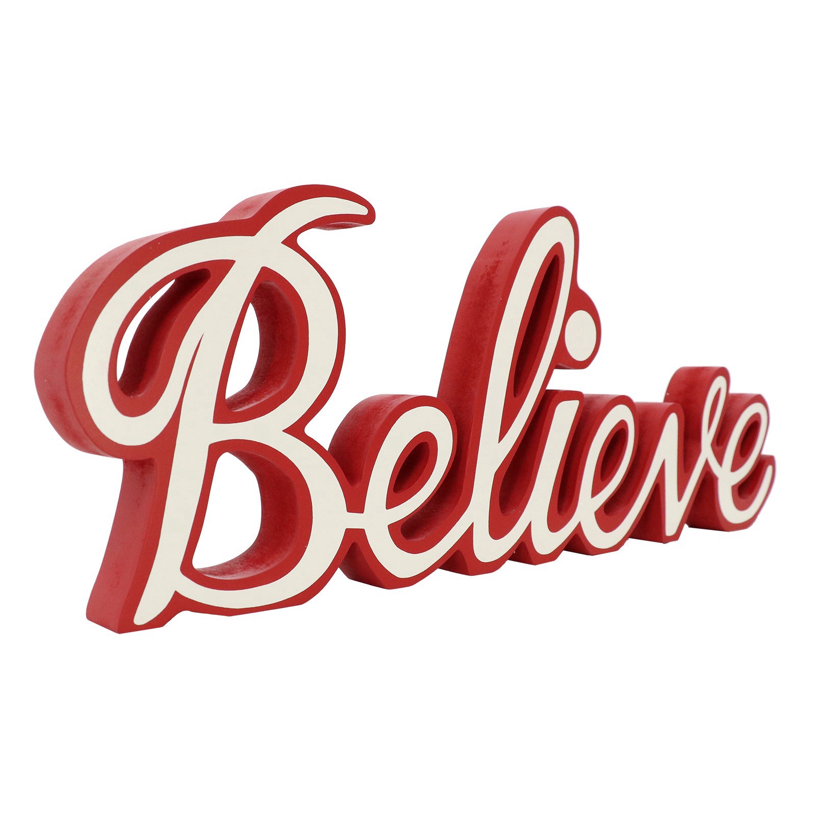 slide 2 of 3, 18.25" Red & White Believe Tabletop Decor By Ashland, 18.25 in x 1 in x 6.625 in