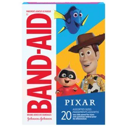 BAND-AID Brand Adhesive Bandages featuring Disney/Pixar Mashup, Assorted Sizes, 20 Count