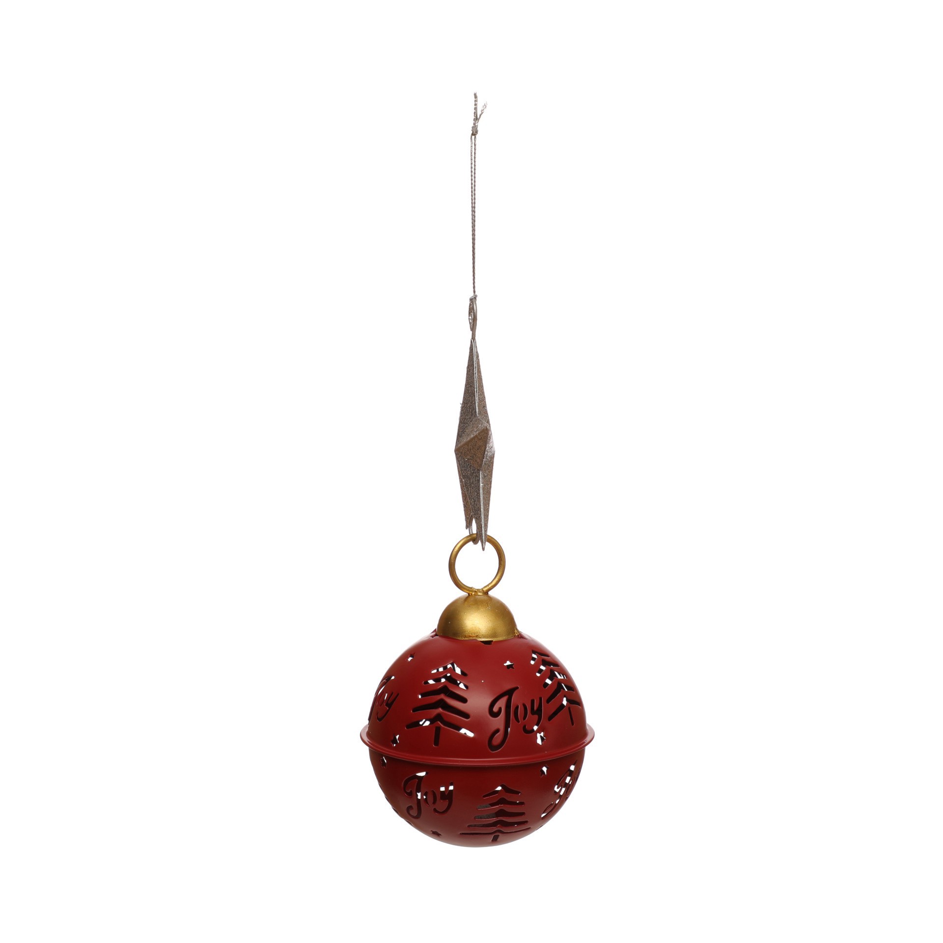 slide 2 of 2, 8" Red Jingle Bell & Silver Glitter Star Metal Ornament By Ashland, 3.25 in x 3.25 in x 8 in