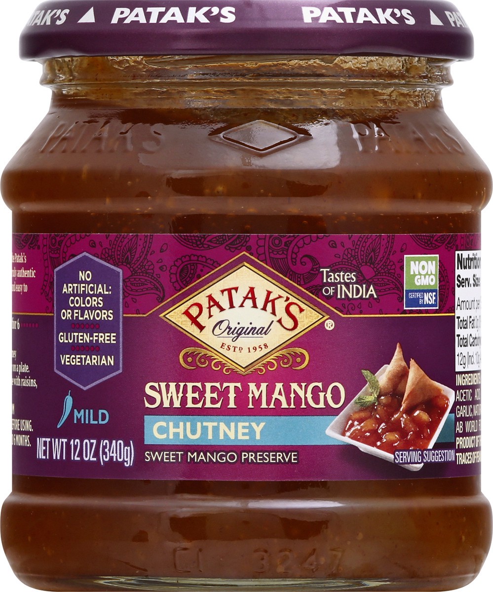 slide 5 of 12, Patak's Mild Sweet Mango Chutney 12 oz, 12 oz