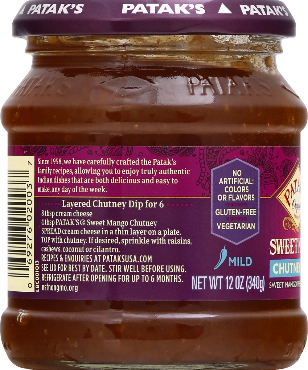 slide 12 of 12, Patak's Mild Sweet Mango Chutney 12 oz, 12 oz