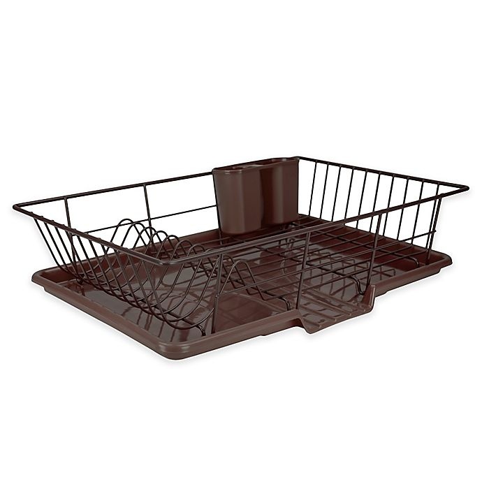 slide 1 of 3, Home Basics Dish Drainer - Bronze, 3 ct