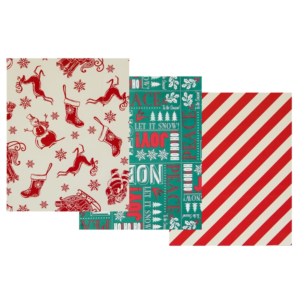 slide 1 of 1, Holiday Home Stripe Gift Wrap - 3 Pack, 30 in