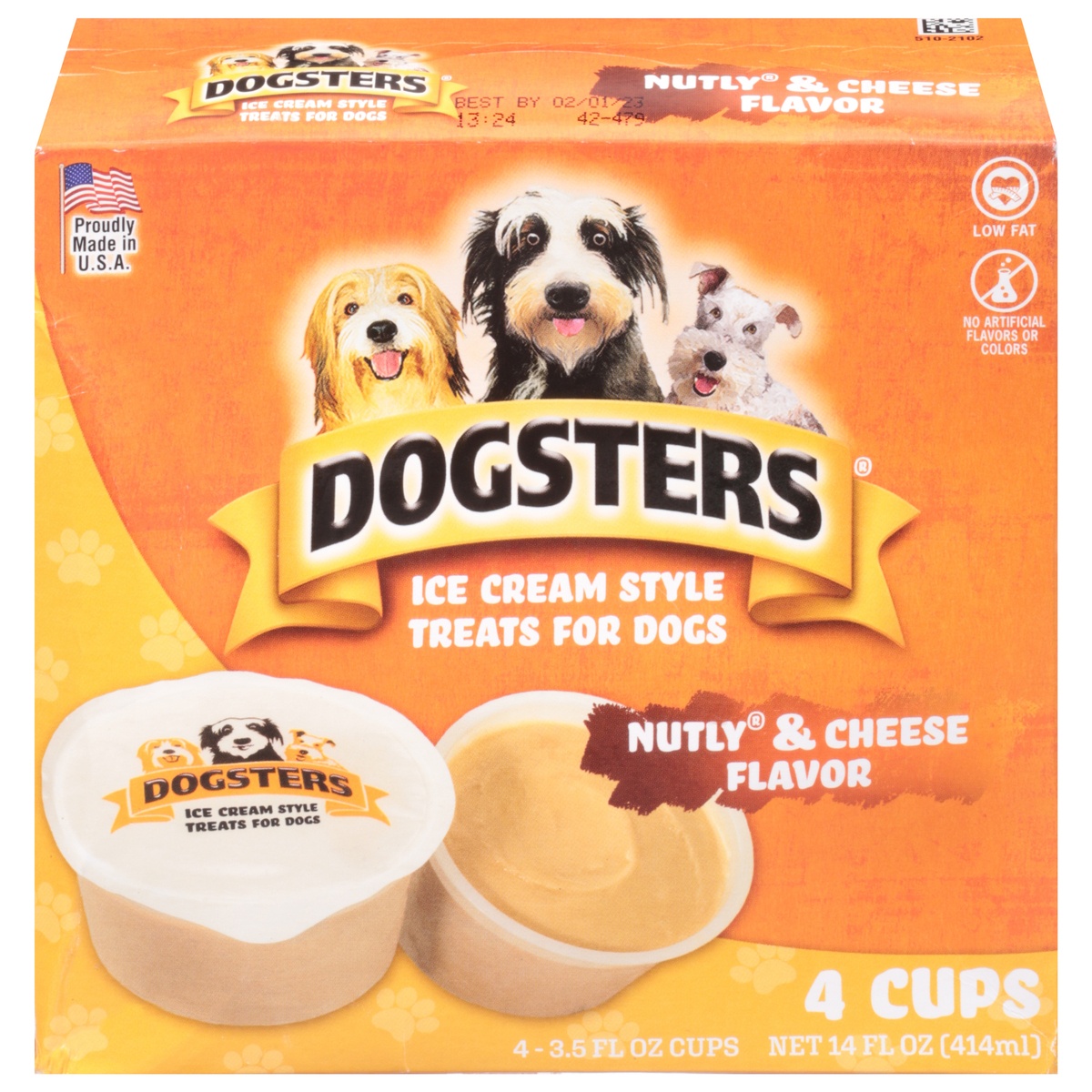 slide 1 of 1, Dogster's Ice Cream Style Nutly & Cheese Flavor Treats for Dogs 4 - 3.5 fl oz Cups, 4 ct