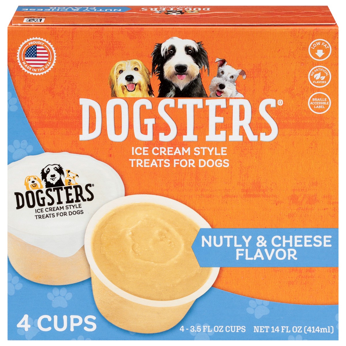 slide 1 of 13, Dogster's Ice Cream Style Nutly & Cheese Flavor Treats for Dogs 4 - 3.5 fl oz Cups, 4 ct