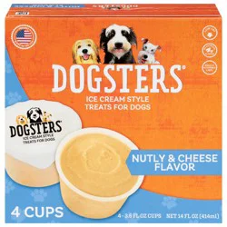 Dogster's Ice Cream Style Nutly & Cheese Flavor Treats for Dogs 4 - 3.5 fl oz Cups