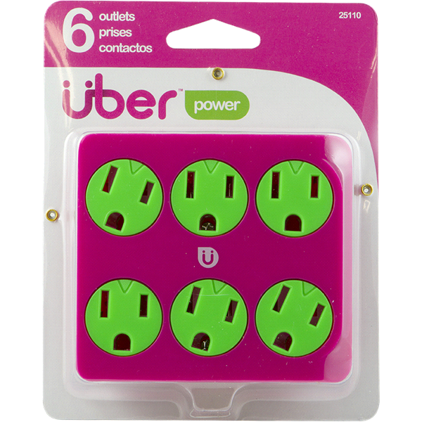 slide 1 of 2, GE 6-Outlet Power Tap Pink & Green, 1 ct