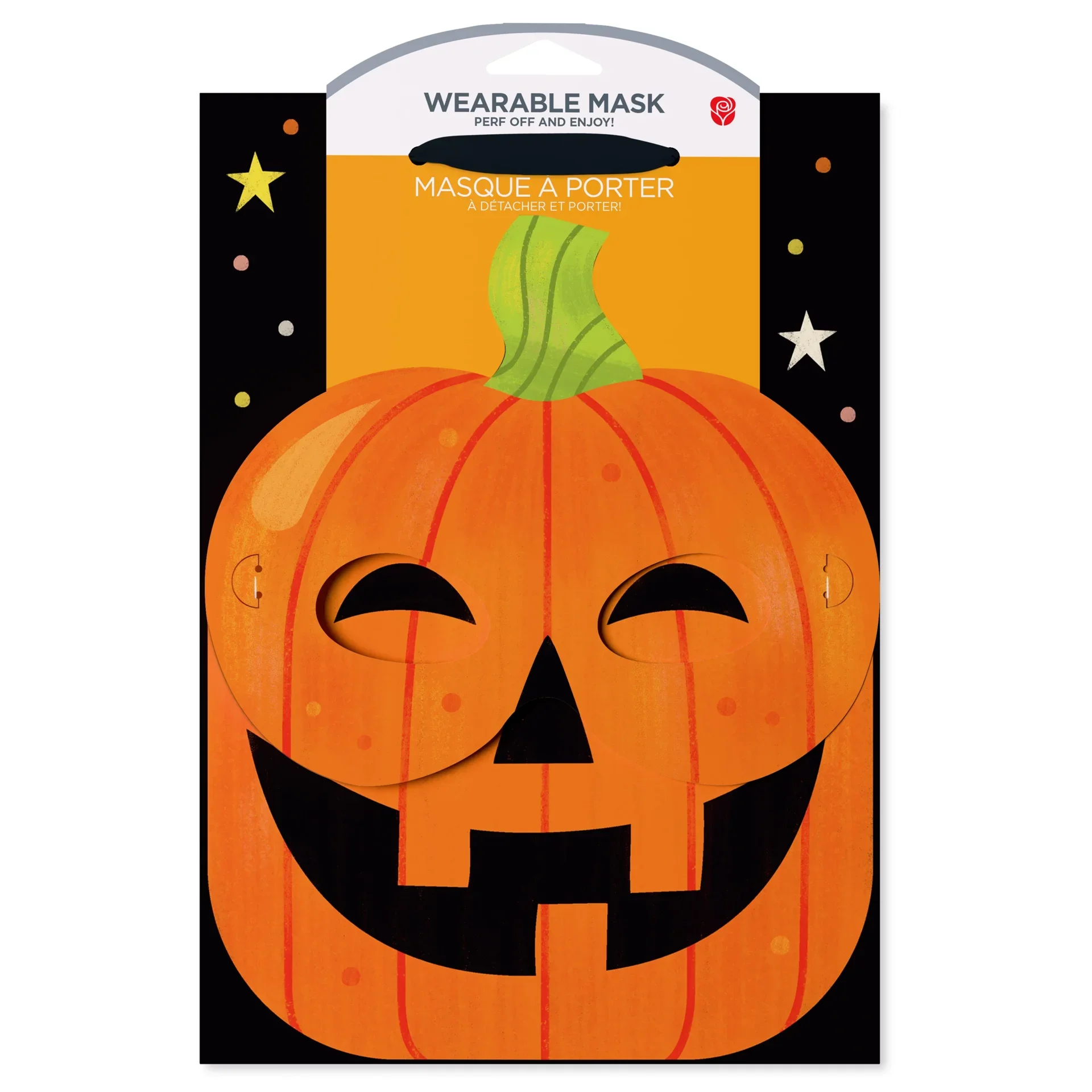slide 1 of 1, American Greetings Jack-O'-Lantern with Stars with Wearable Pumpkin Facemask Medium Halloween Gift Bag, 3.94 in x 10.03 in x 7 in