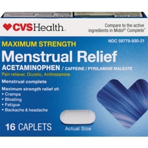 slide 1 of 1, CVS Health Maximum Strength Menstrual Relief Caplets, 16 ct