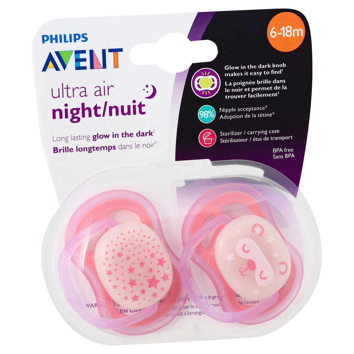 slide 6 of 9, Avent 6-18 Months Ultra Air Night Pacifiers 2 ea, 2 ct